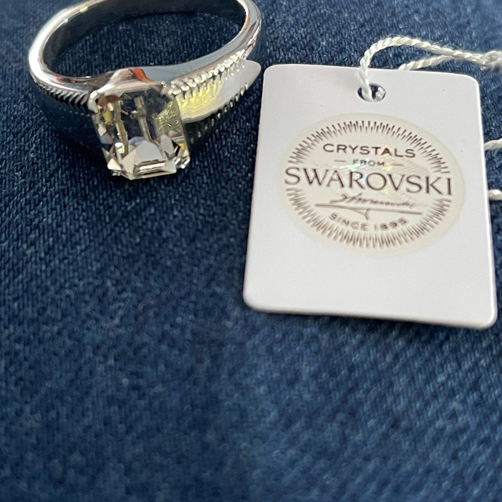 White Crystal Men's Ring in Stainless Steel